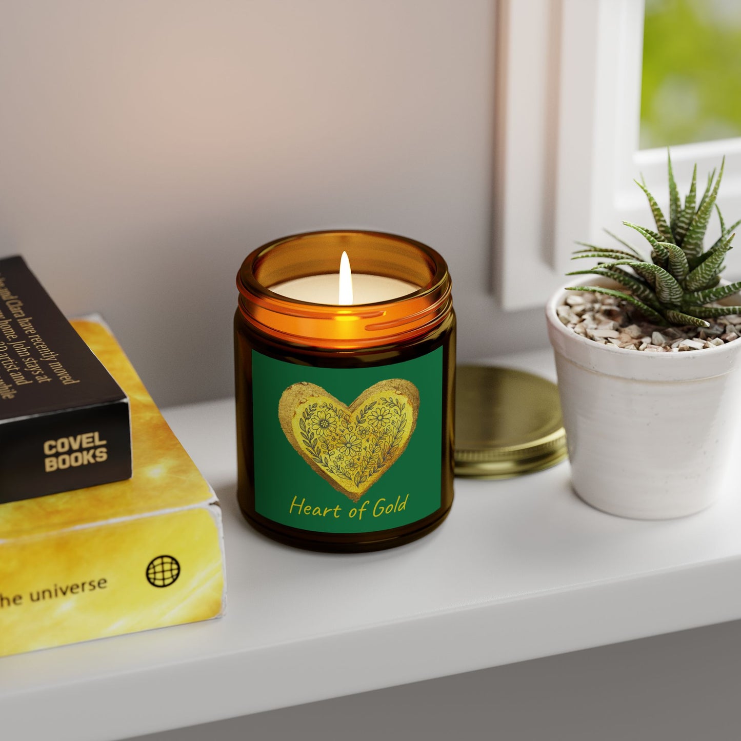 Scented Candle, Coconut Apricot Wax (9oz) - Forest Green