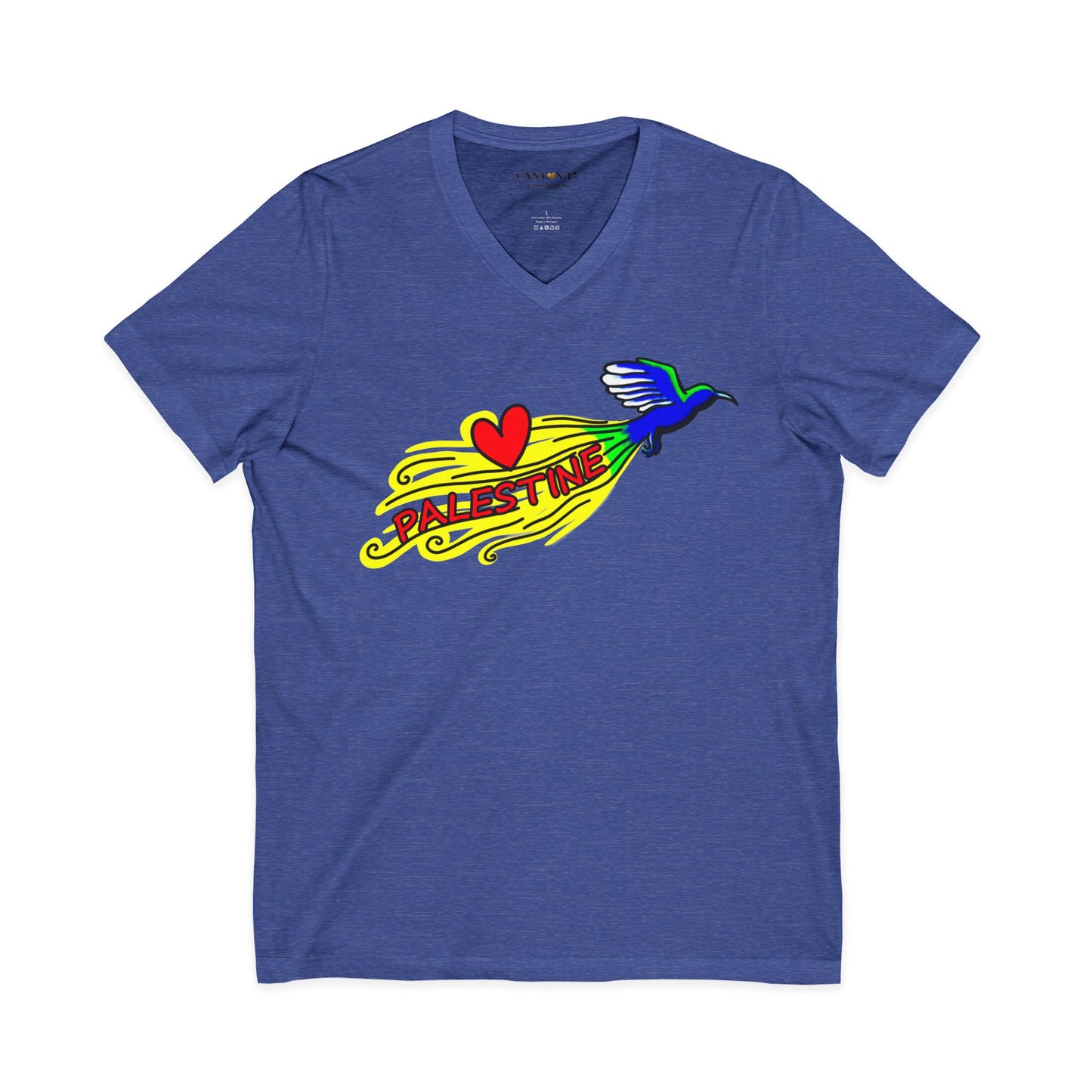 Unisex Jersey Short Sleeve V-Neck Tee - Love Palestine