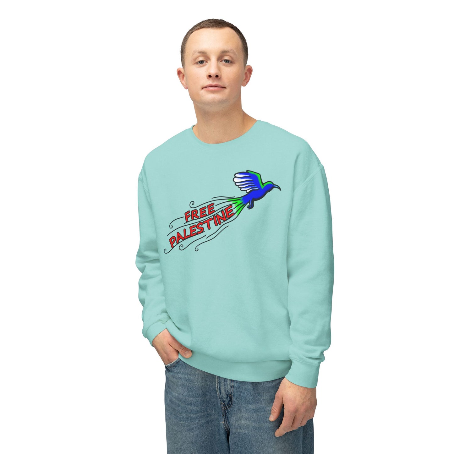 Unisex Lightweight Crewneck Sweatshirt - Free Palestine