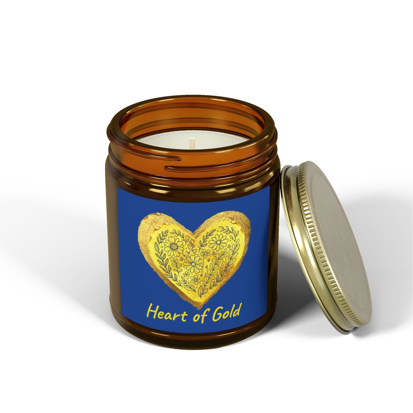 Scented Candle, Coconut Apricot Wax (9oz) - Dark Blue