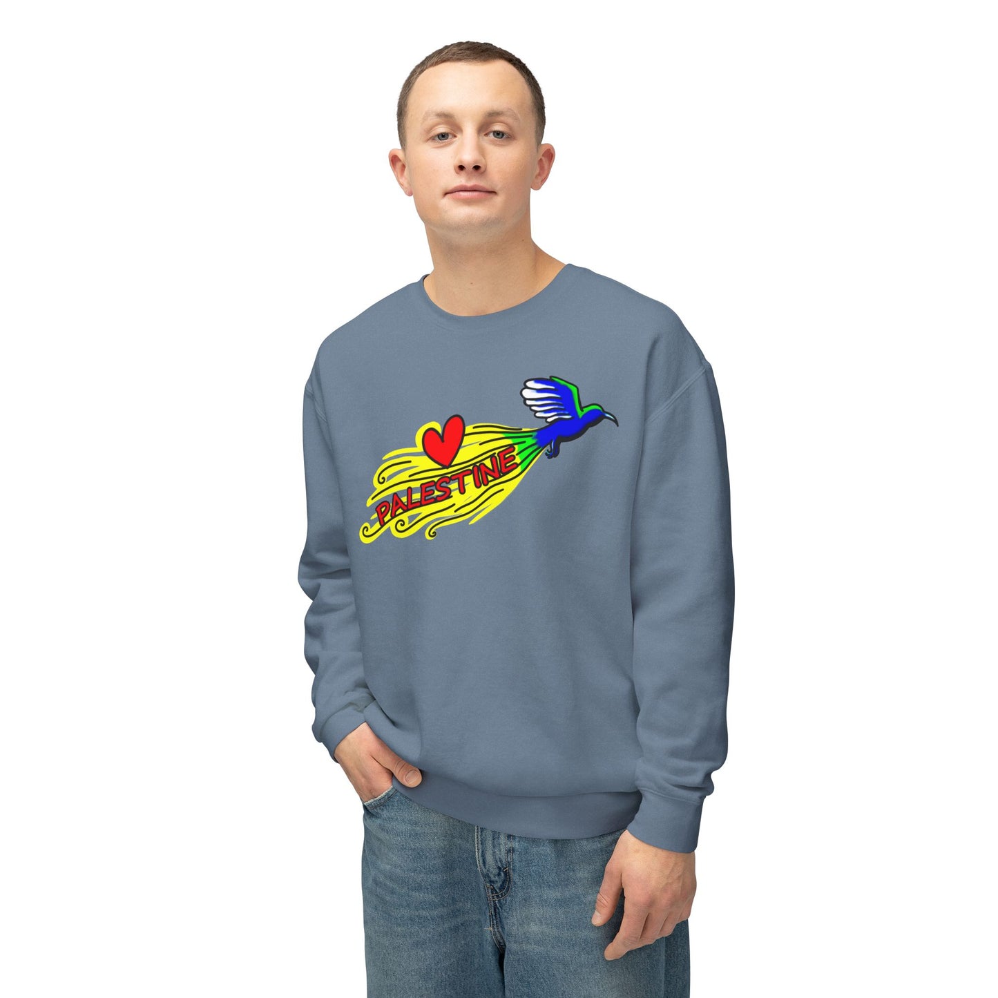 Unisex Lightweight Crewneck Sweatshirt - Love Palestine