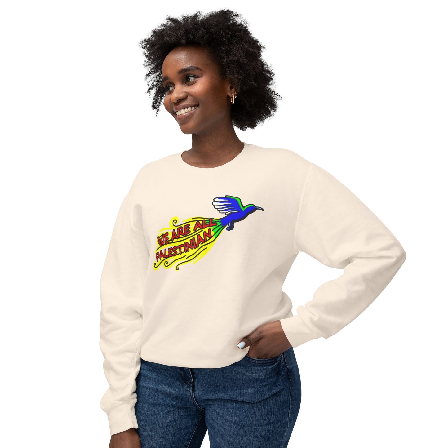 Unisex Lightweight Crewneck Sweatshirt - We are all Palestinian