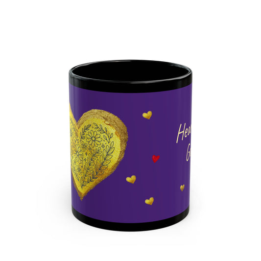 Purple on Black Mug  - Heart of Gold (11oz)