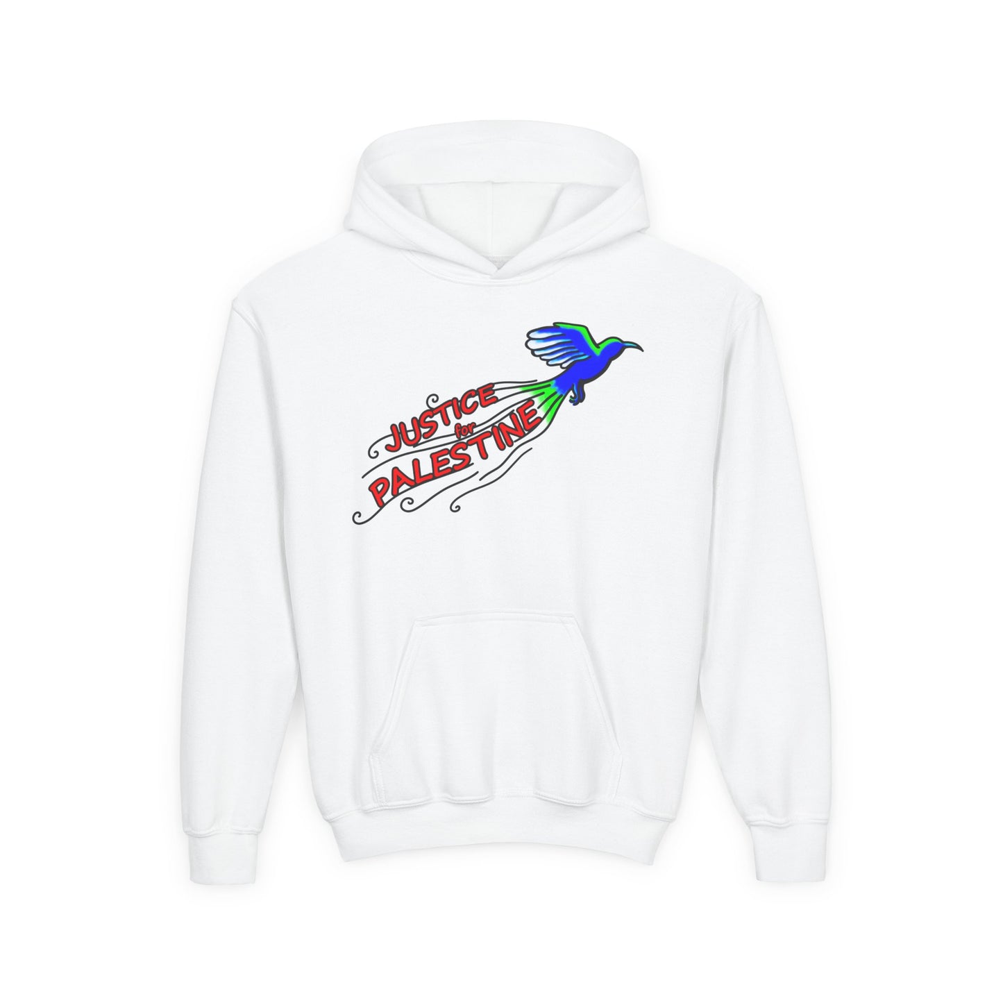 Youth Heavy Blend Hooded Sweatshirt - Justice for Palestine