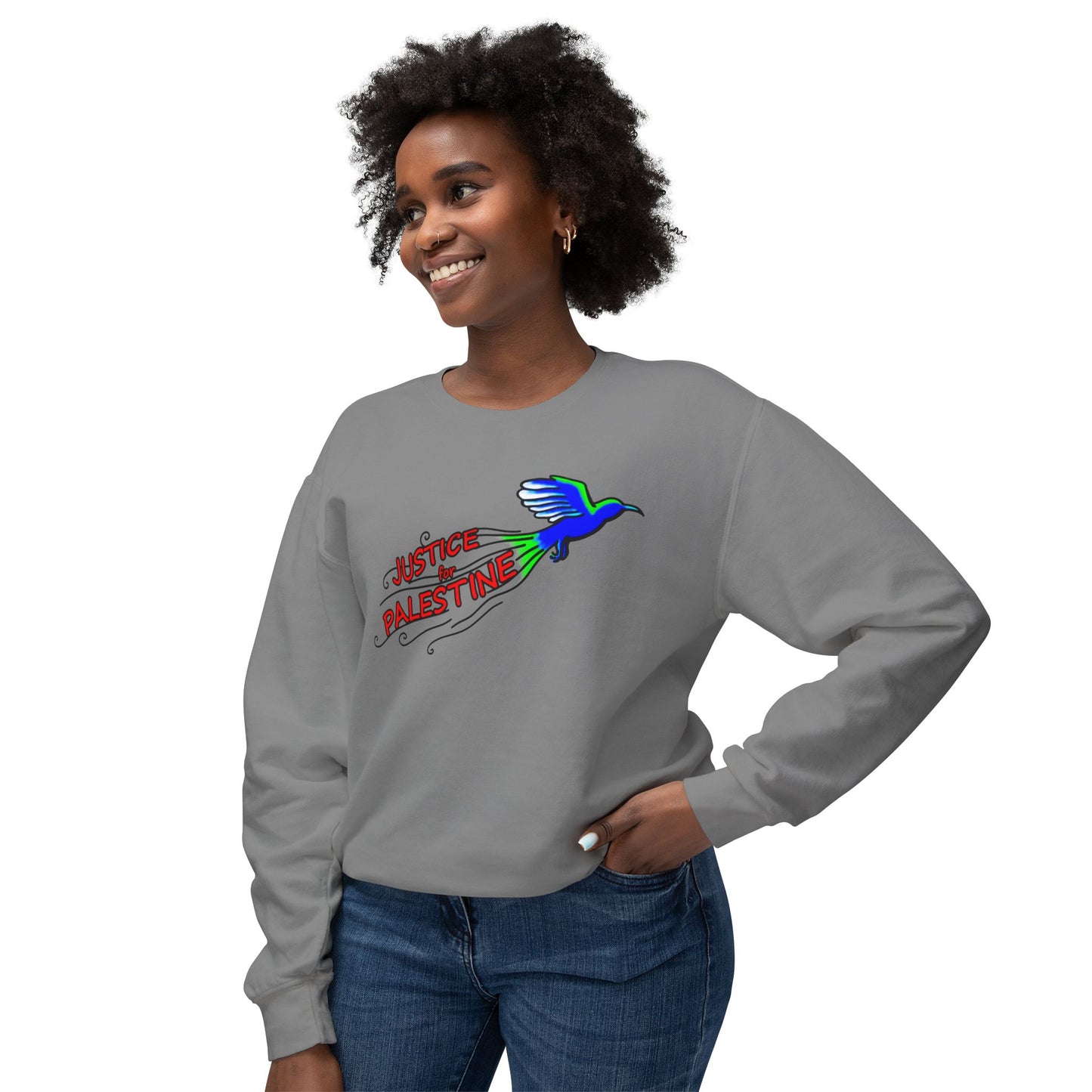 Unisex Lightweight Crewneck Sweatshirt - Justice for Palestine
