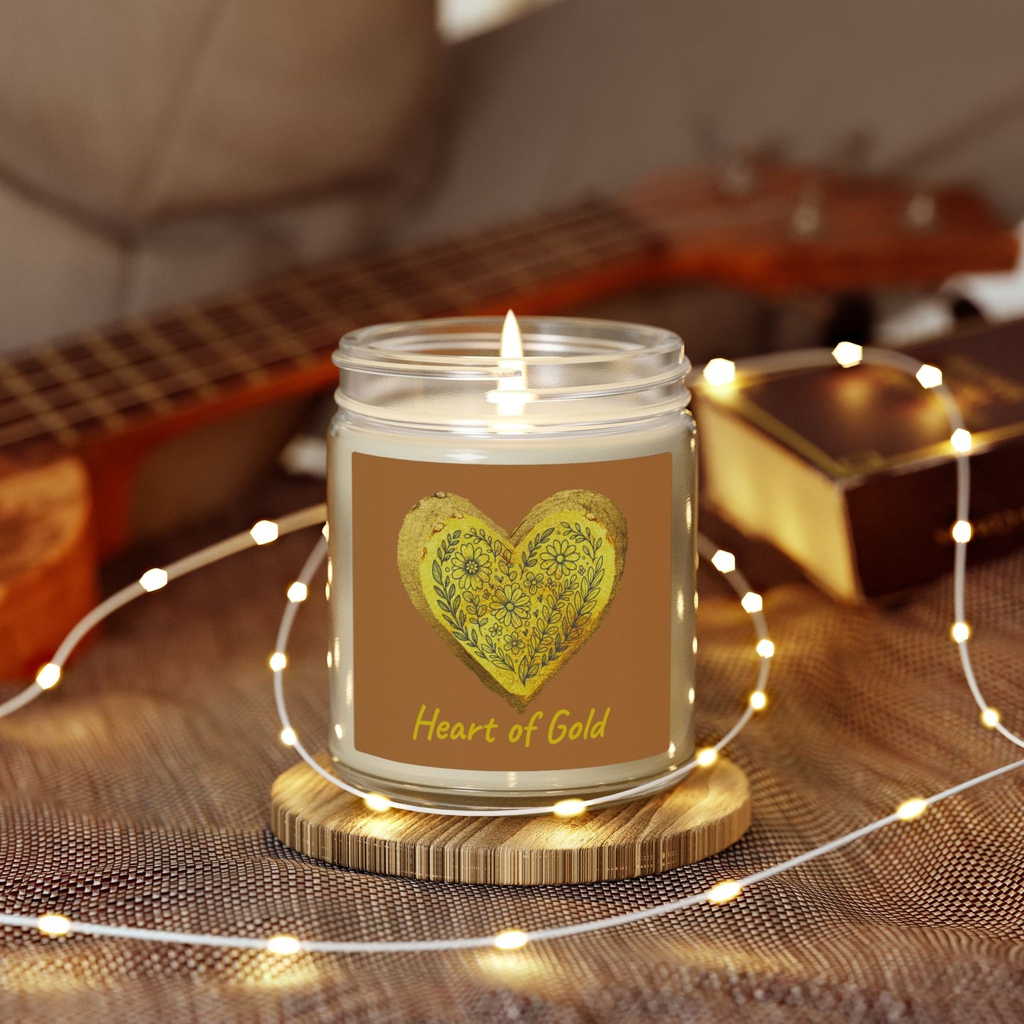 Scented Candle, Coconut Apricot Wax (9oz) - Brown