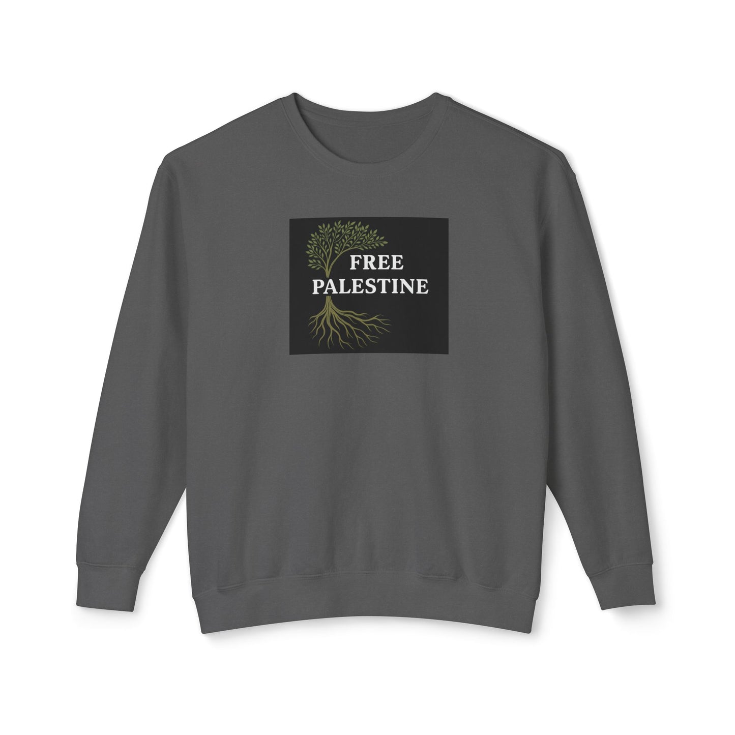 Unisex Lightweight Crewneck Sweatshirt - Free Palestine (Olive Tree Roots Edition)