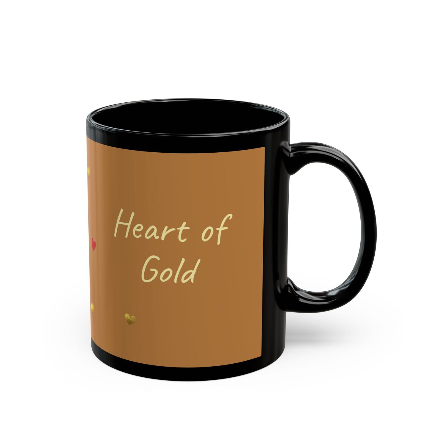 Brown on Black Mug  - Heart of Gold (11oz)