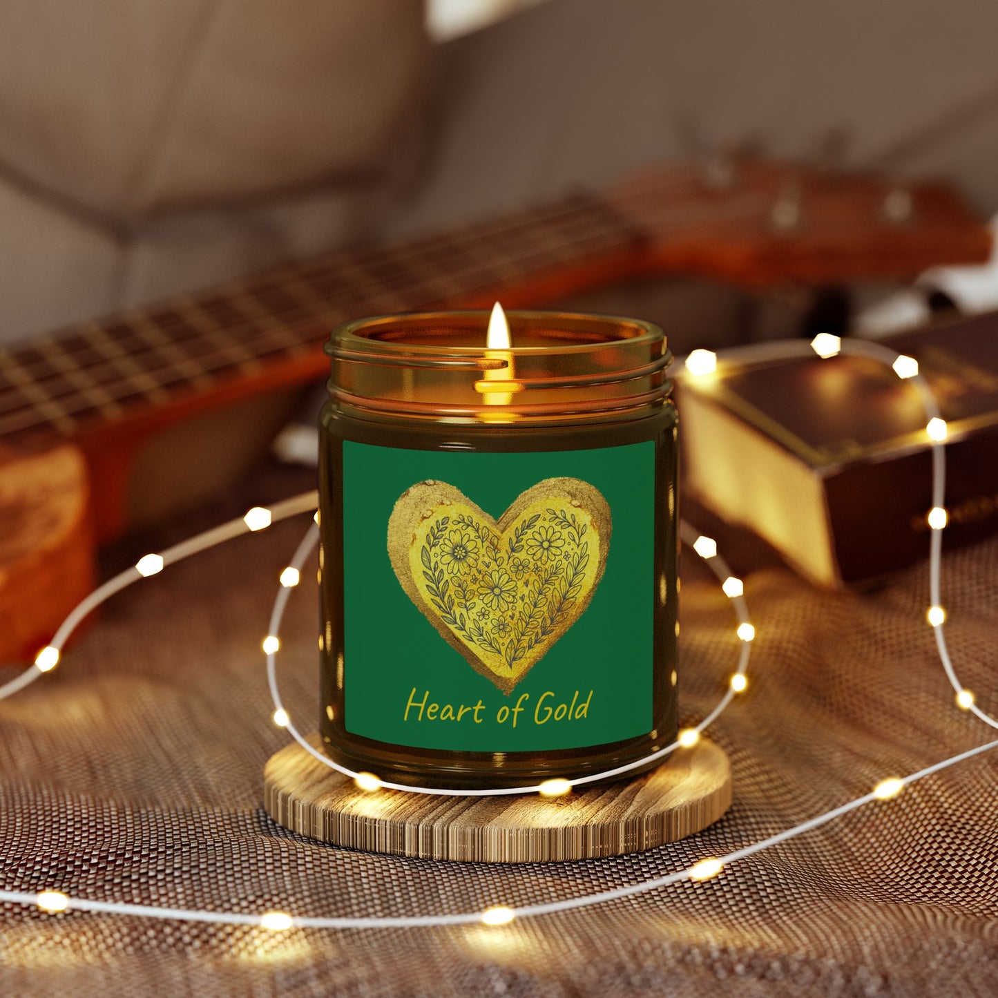 Scented Candle, Coconut Apricot Wax (9oz) - Forest Green