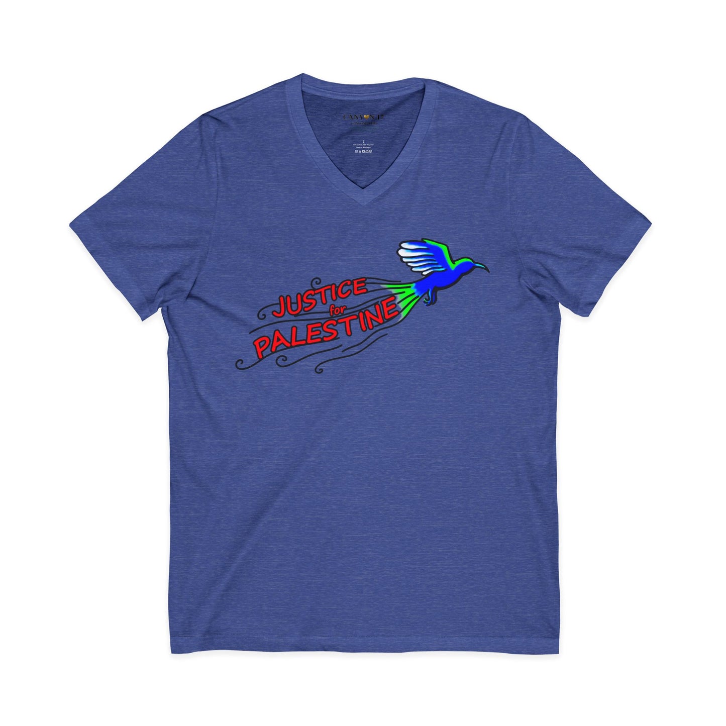 Unisex Jersey Short Sleeve V-Neck Tee - Justice for Palestine