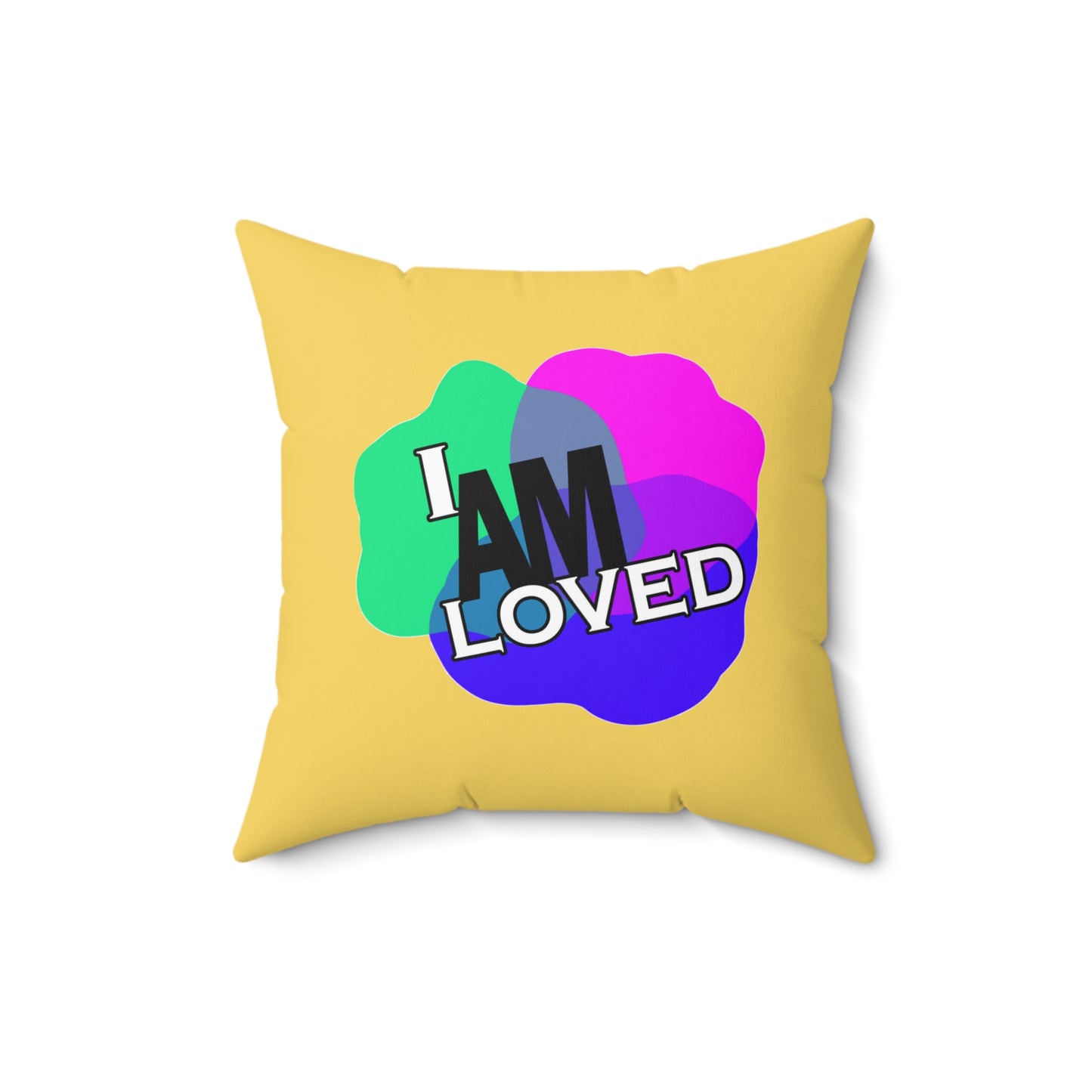 Spun Polyester Square Pillow - I Am Loved (Gold)