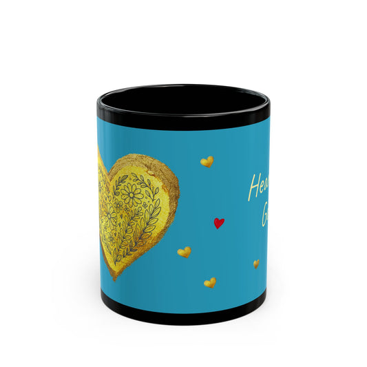 Turquoise on Black Mug  - Heart of Gold (11oz)