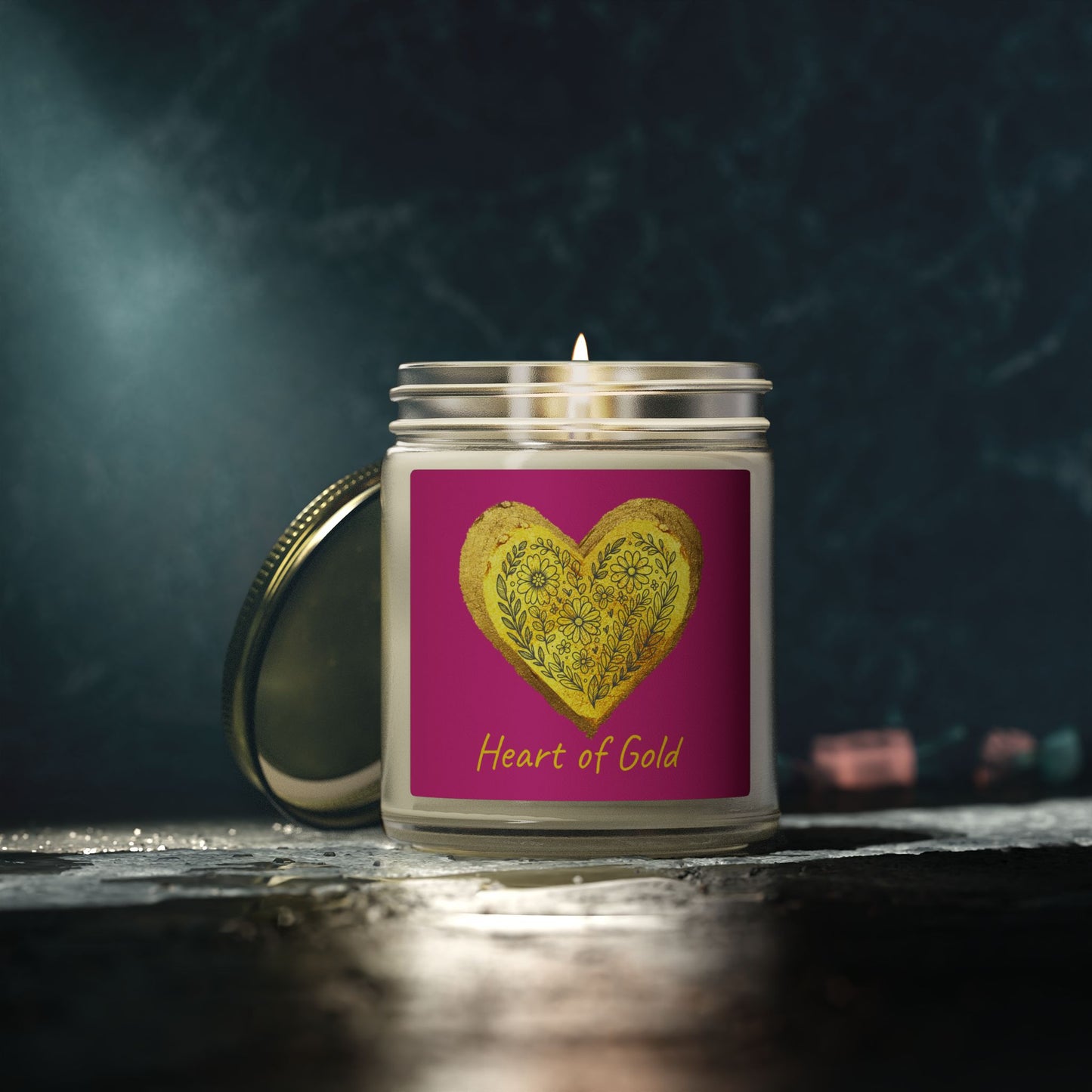 Scented Candle, Coconut Apricot Wax (9oz) - Pink