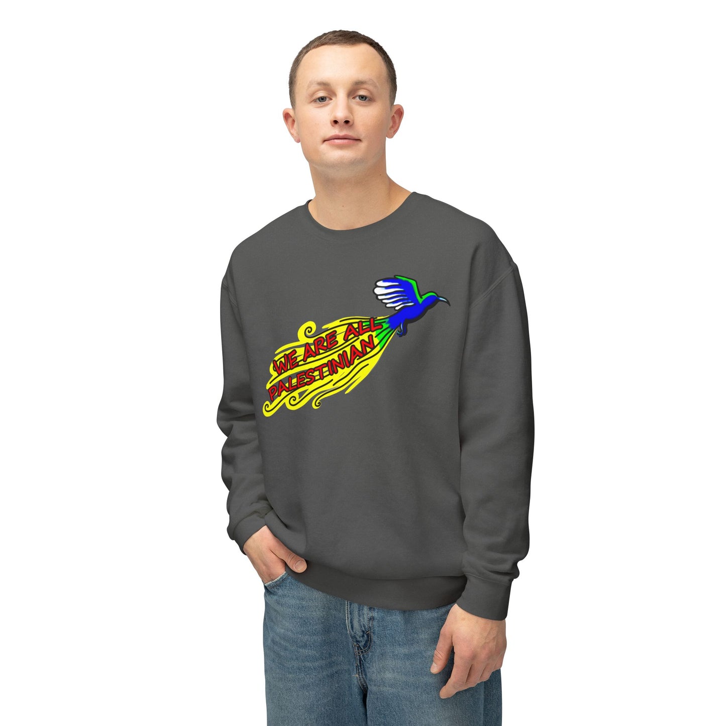 Unisex Lightweight Crewneck Sweatshirt - We are all Palestinian