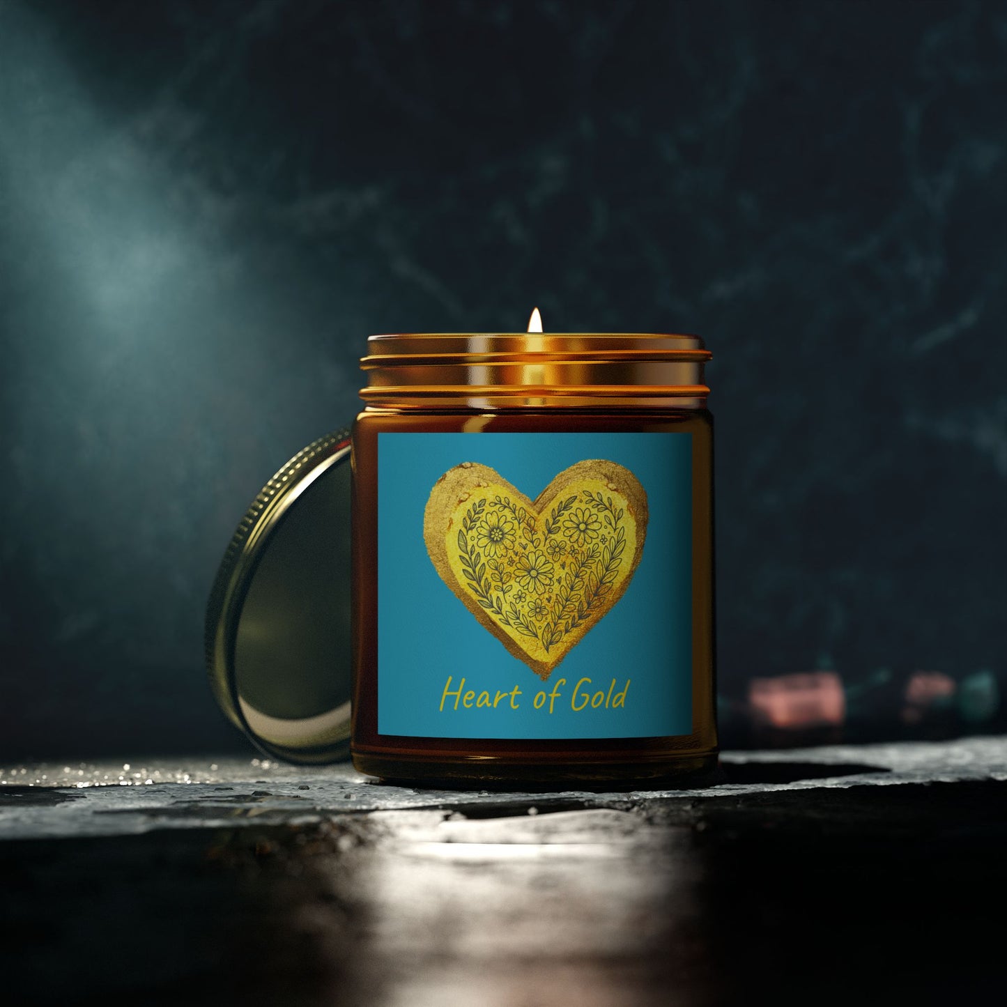 Scented Candle, Coconut Apricot Wax (9oz) - Turquoise