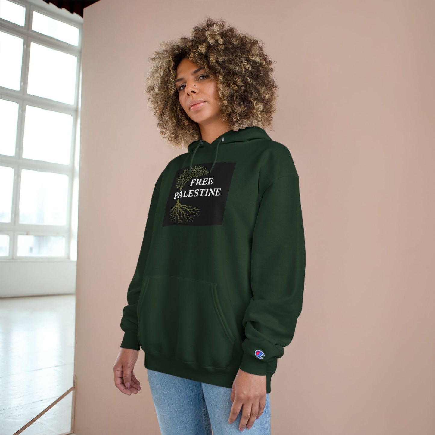 Champion Hoodie - Free Palestine (Olive Tree Roots Edition)