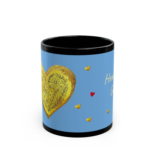 Light Blue on Black Mug  - Heart of Gold (11oz)