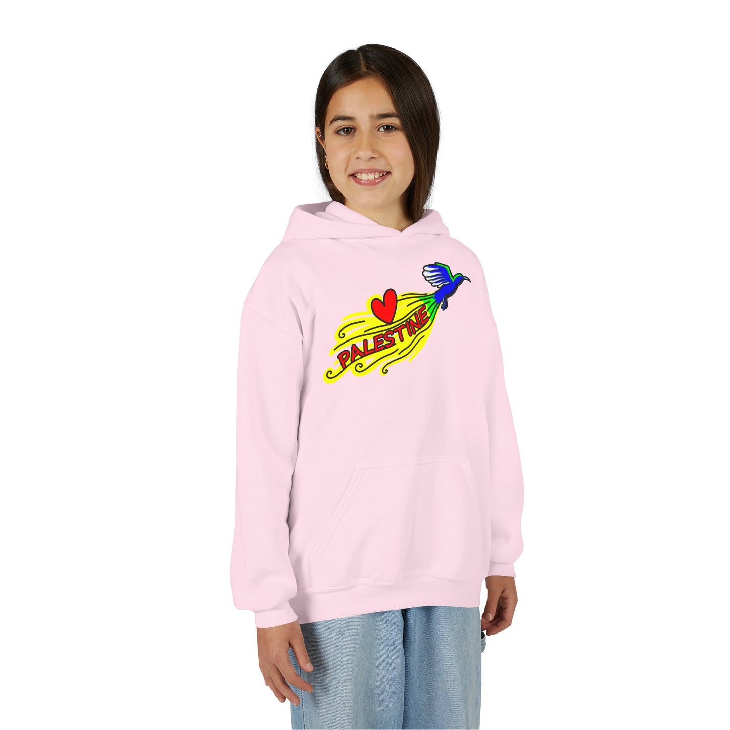 Youth Heavy Blend Hooded Sweatshirt - Love Palestine