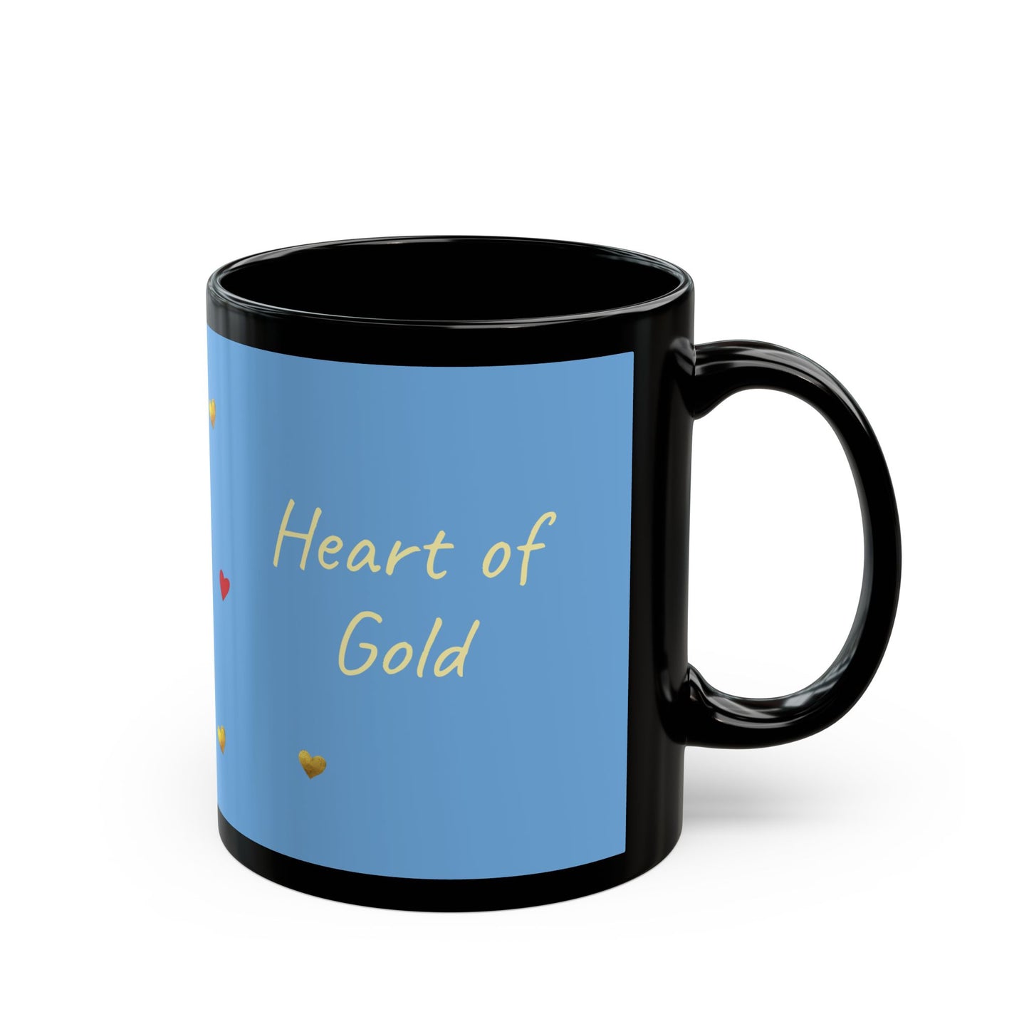 Light Blue on Black Mug  - Heart of Gold (11oz)