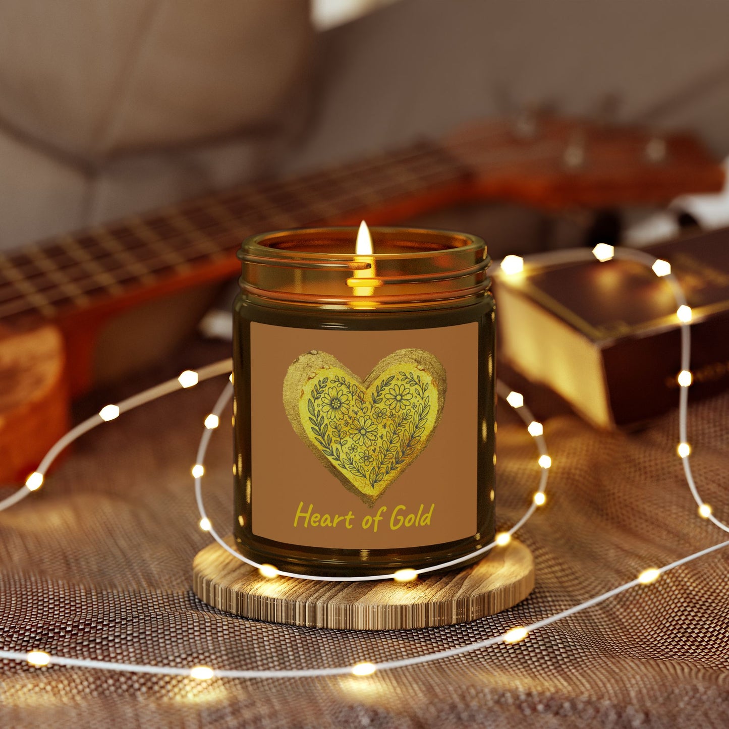 Scented Candle, Coconut Apricot Wax (9oz) - Brown