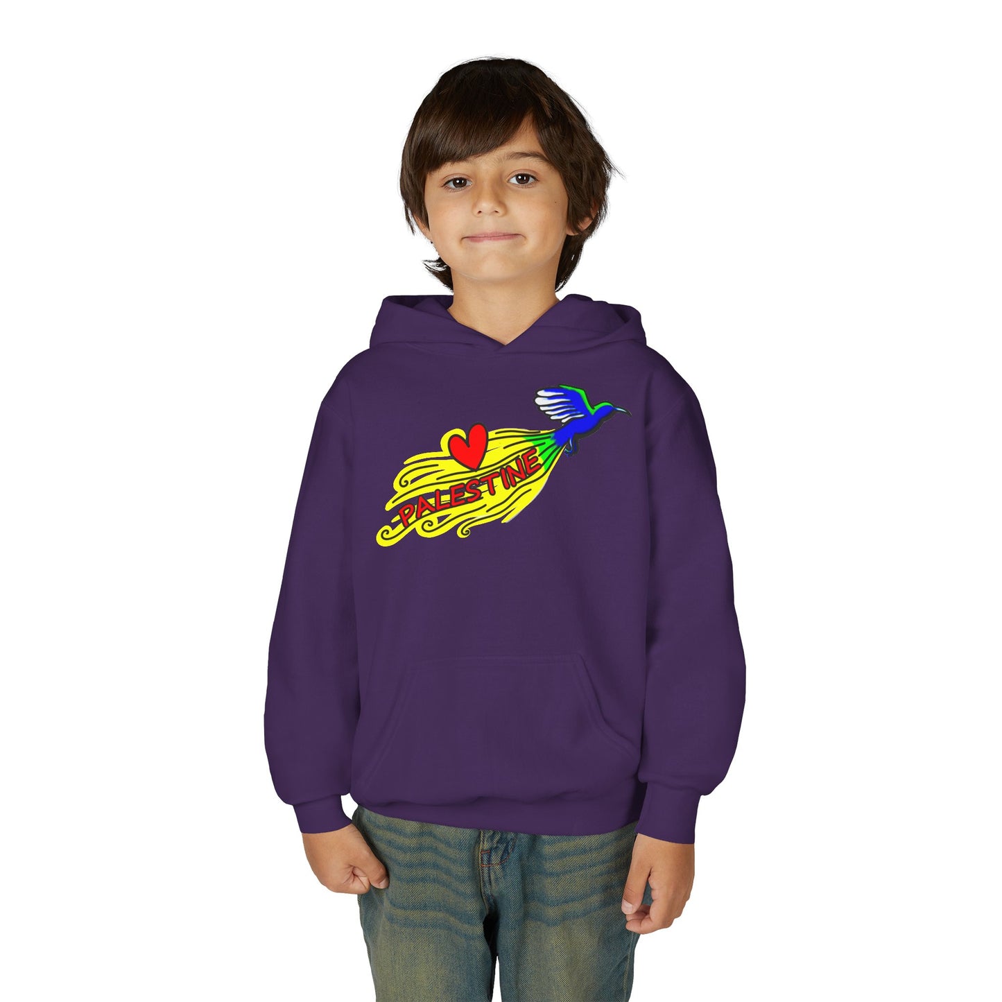 Youth Heavy Blend Hooded Sweatshirt - Love Palestine