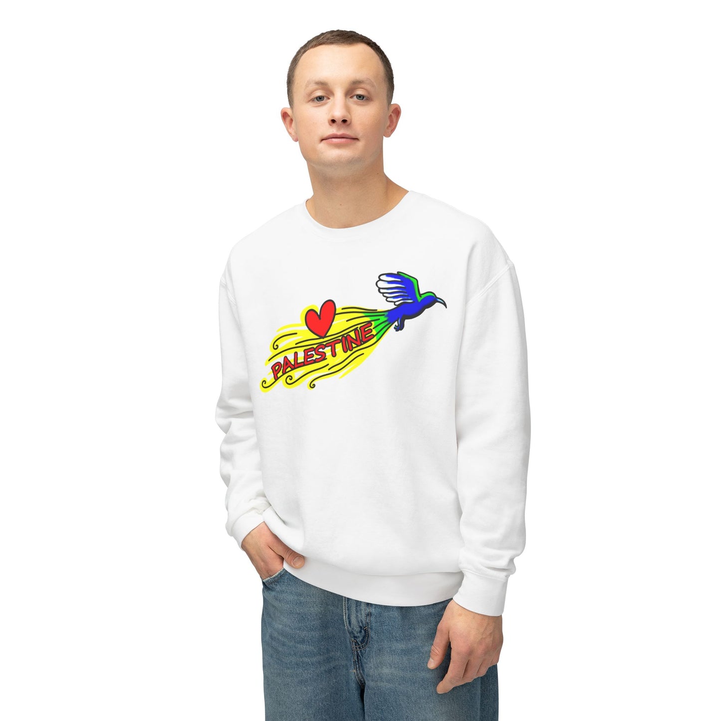 Unisex Lightweight Crewneck Sweatshirt - Love Palestine
