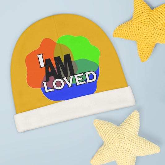 "I Am Loved" Baby Beanie (Multicolor with green)