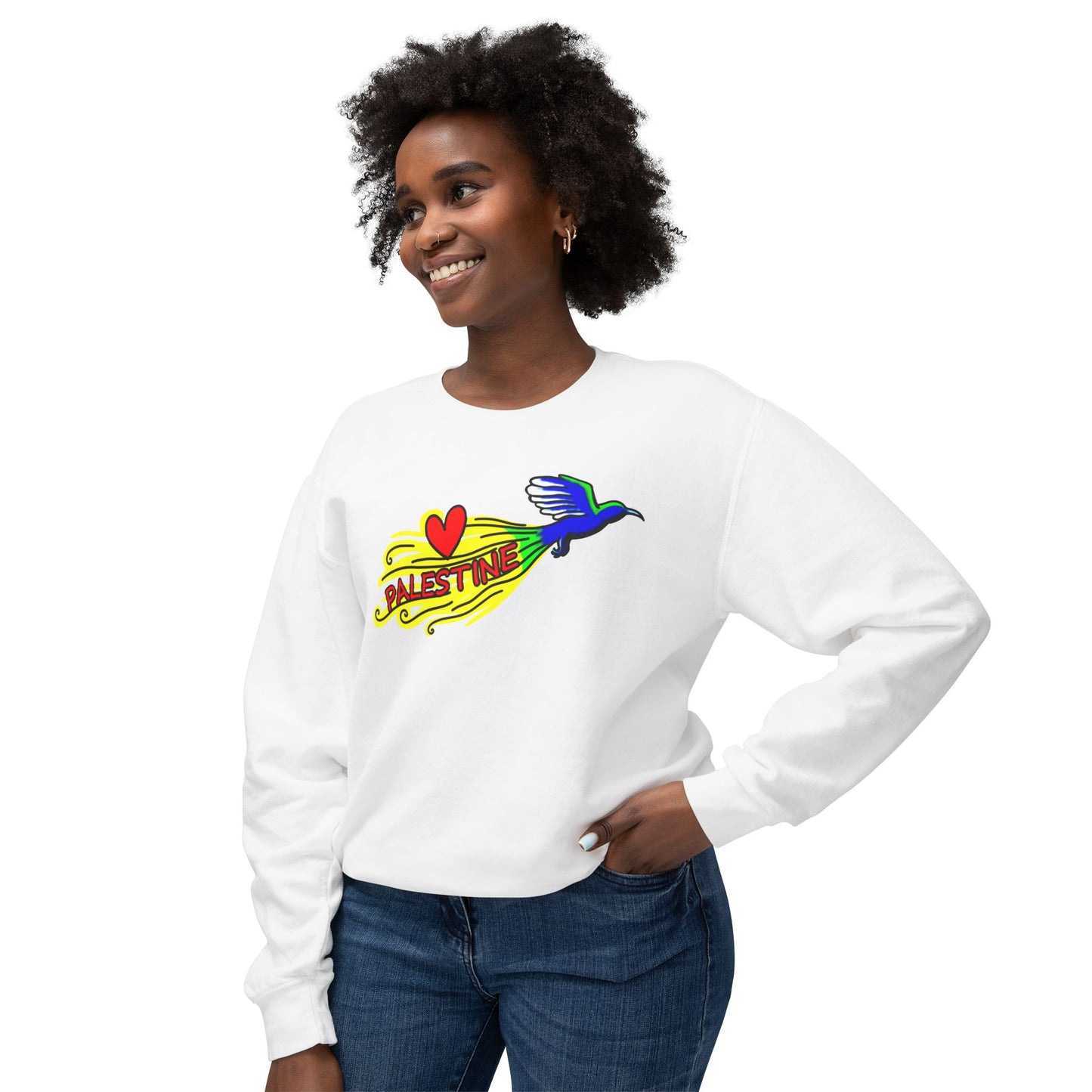 Unisex Lightweight Crewneck Sweatshirt - Love Palestine