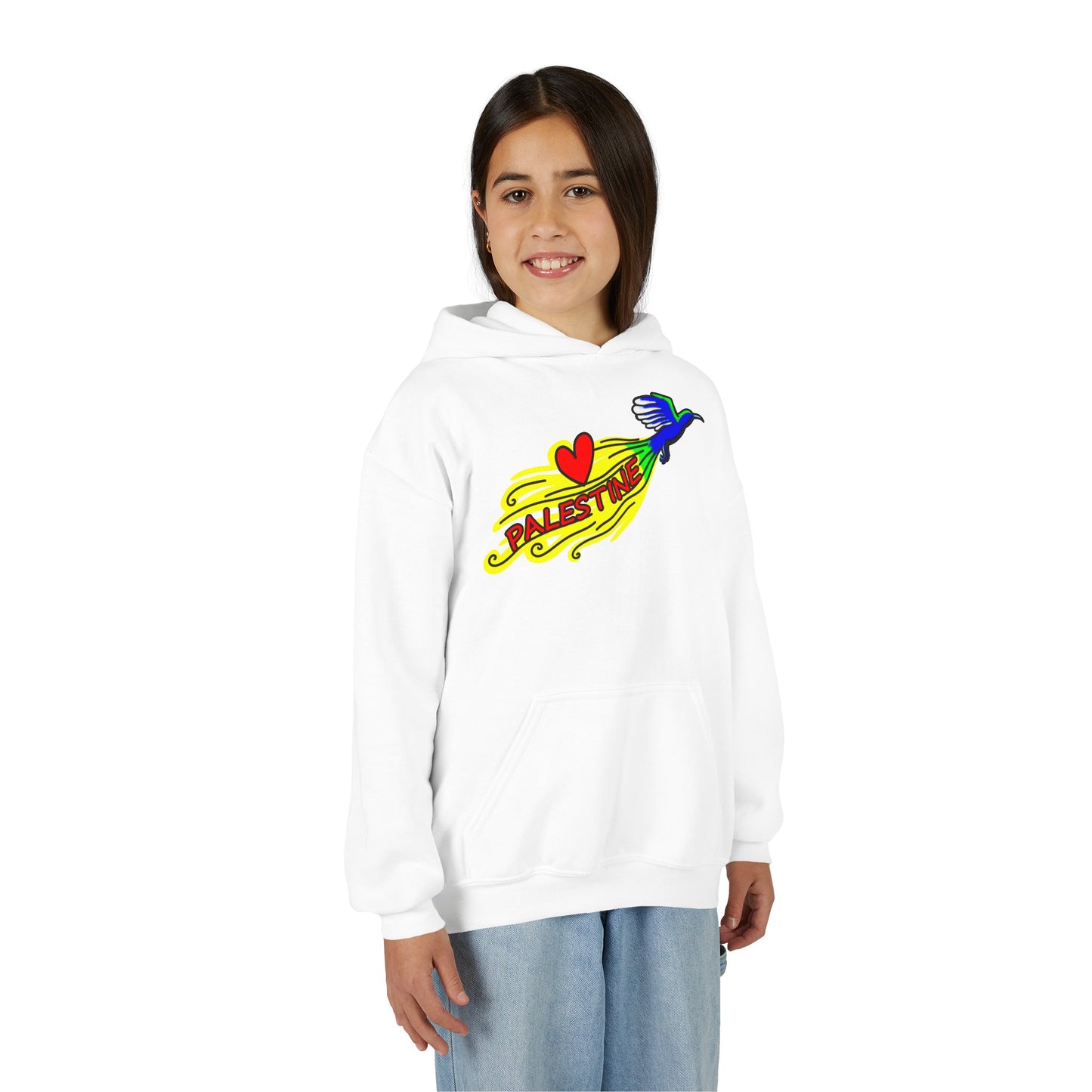 Youth Heavy Blend Hooded Sweatshirt - Love Palestine