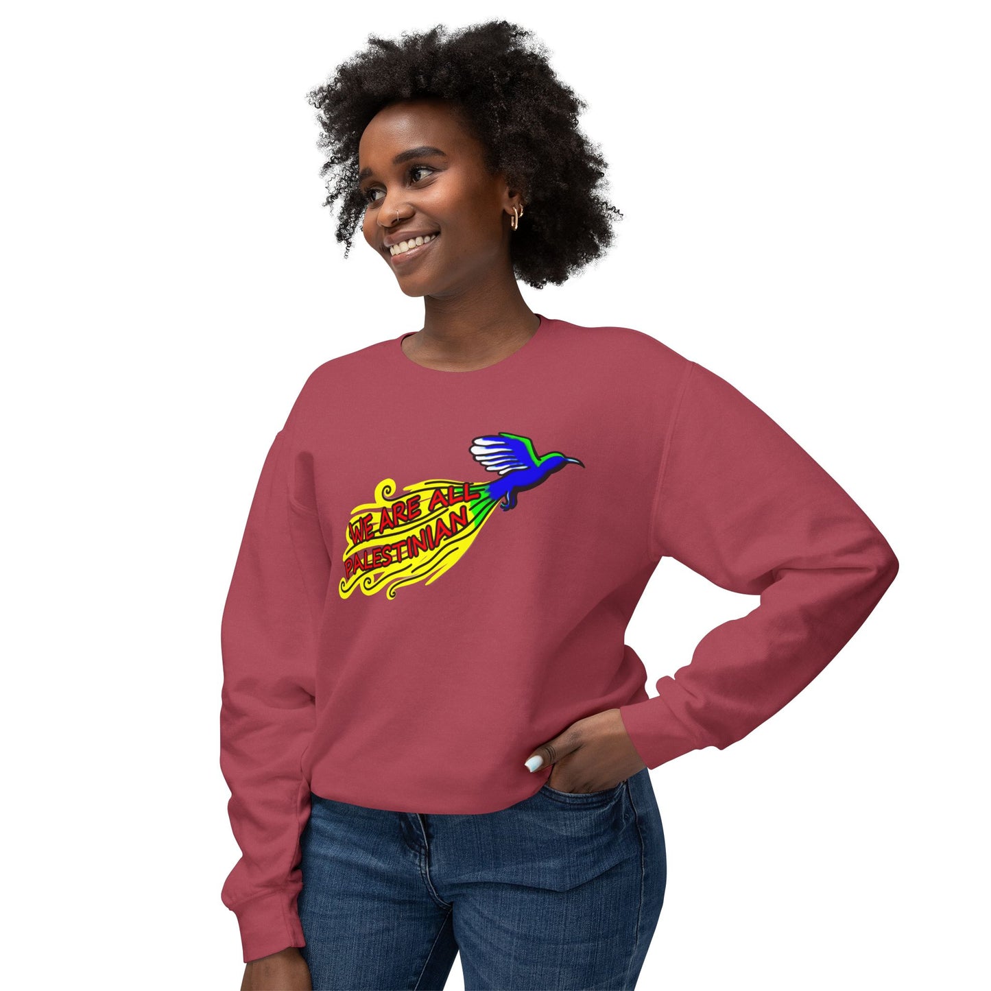Unisex Lightweight Crewneck Sweatshirt - We are all Palestinian