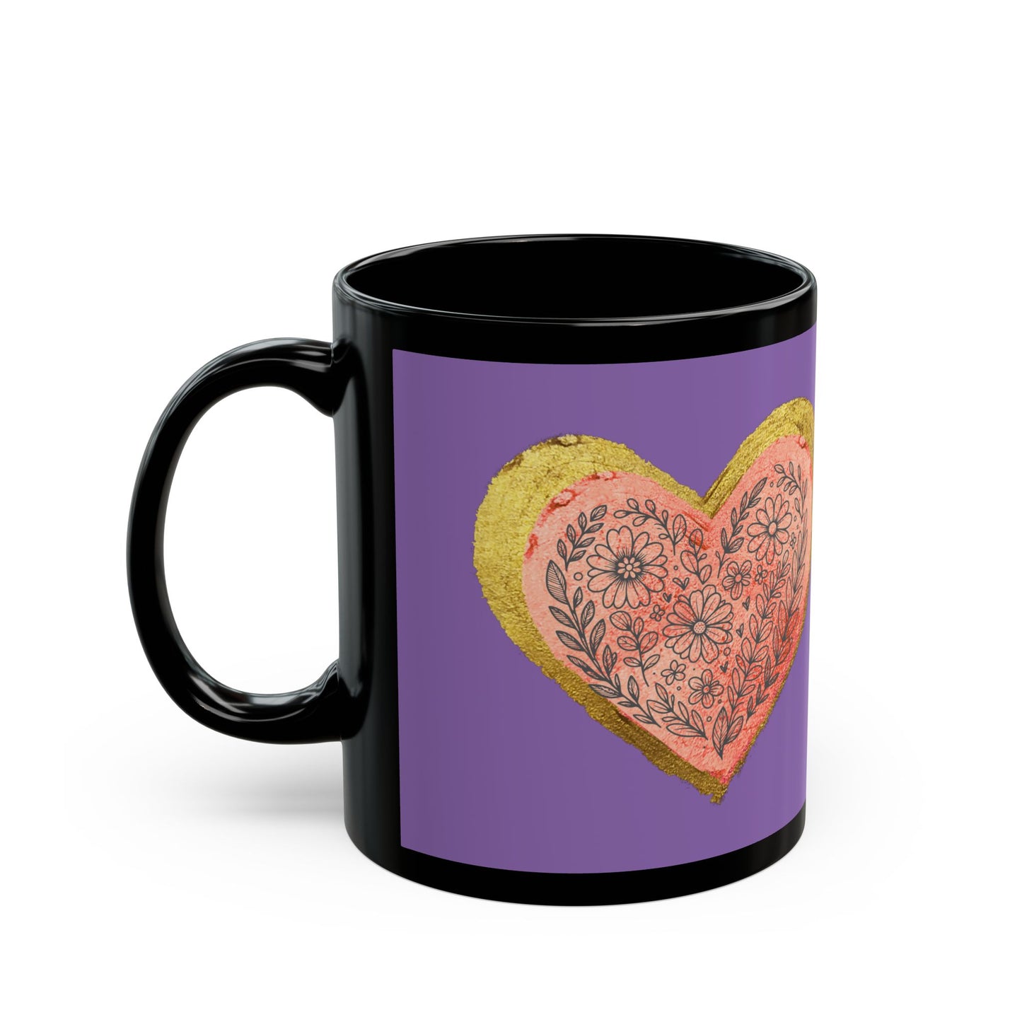 Light Purple on Black Mug  - Follow your heart (11oz)