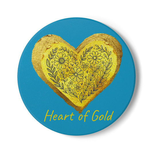 Turquoise Ceramic Coaster - Heart of Gold
