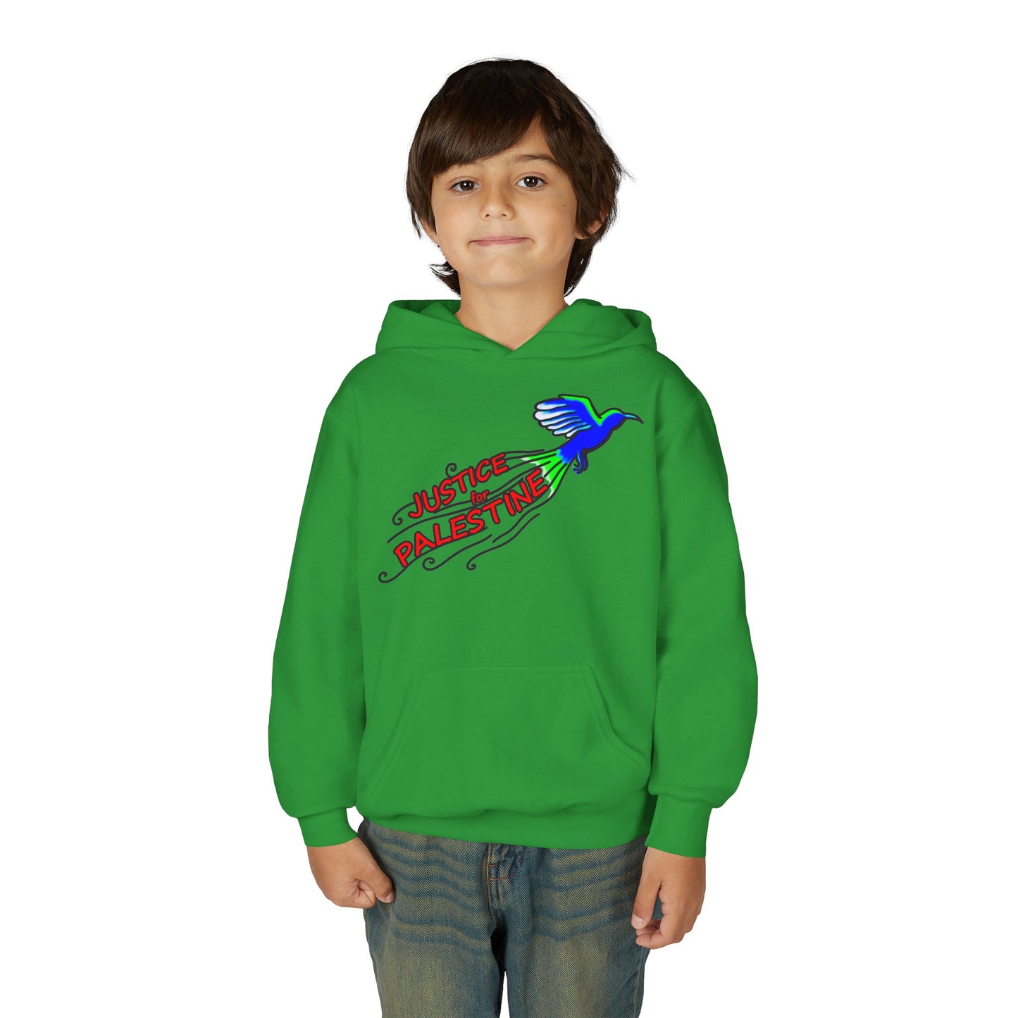 Youth Heavy Blend Hooded Sweatshirt - Justice for Palestine