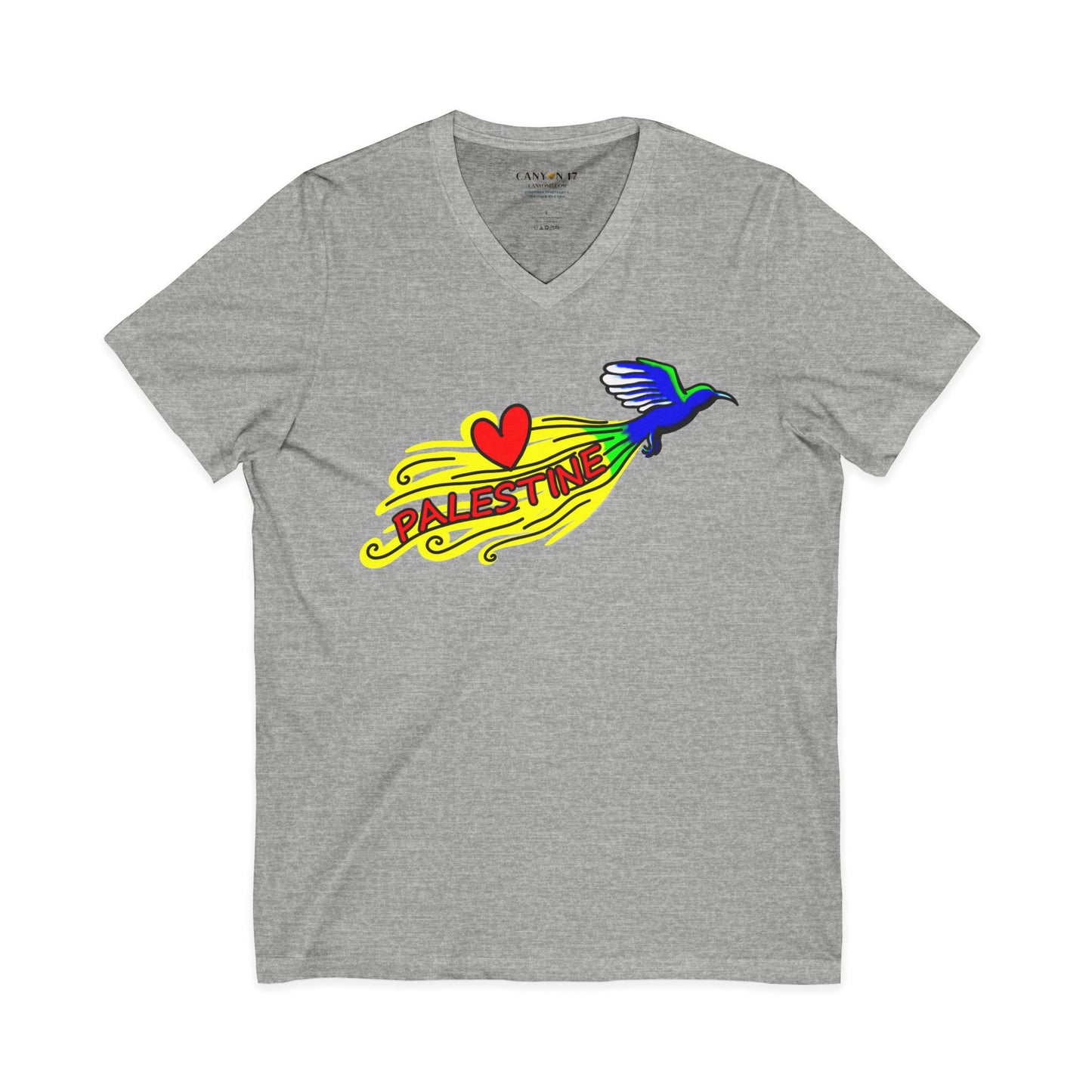 Unisex Jersey Short Sleeve V-Neck Tee - Love Palestine