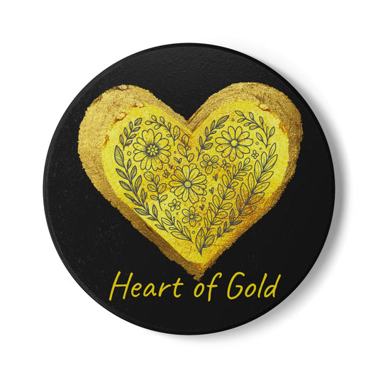 Black Ceramic Coaster - Heart of Gold