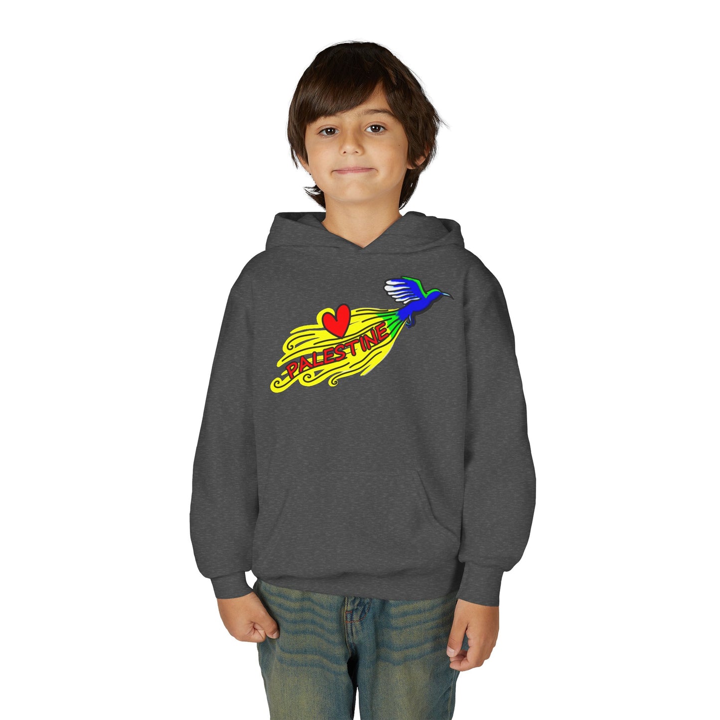 Youth Heavy Blend Hooded Sweatshirt - Love Palestine