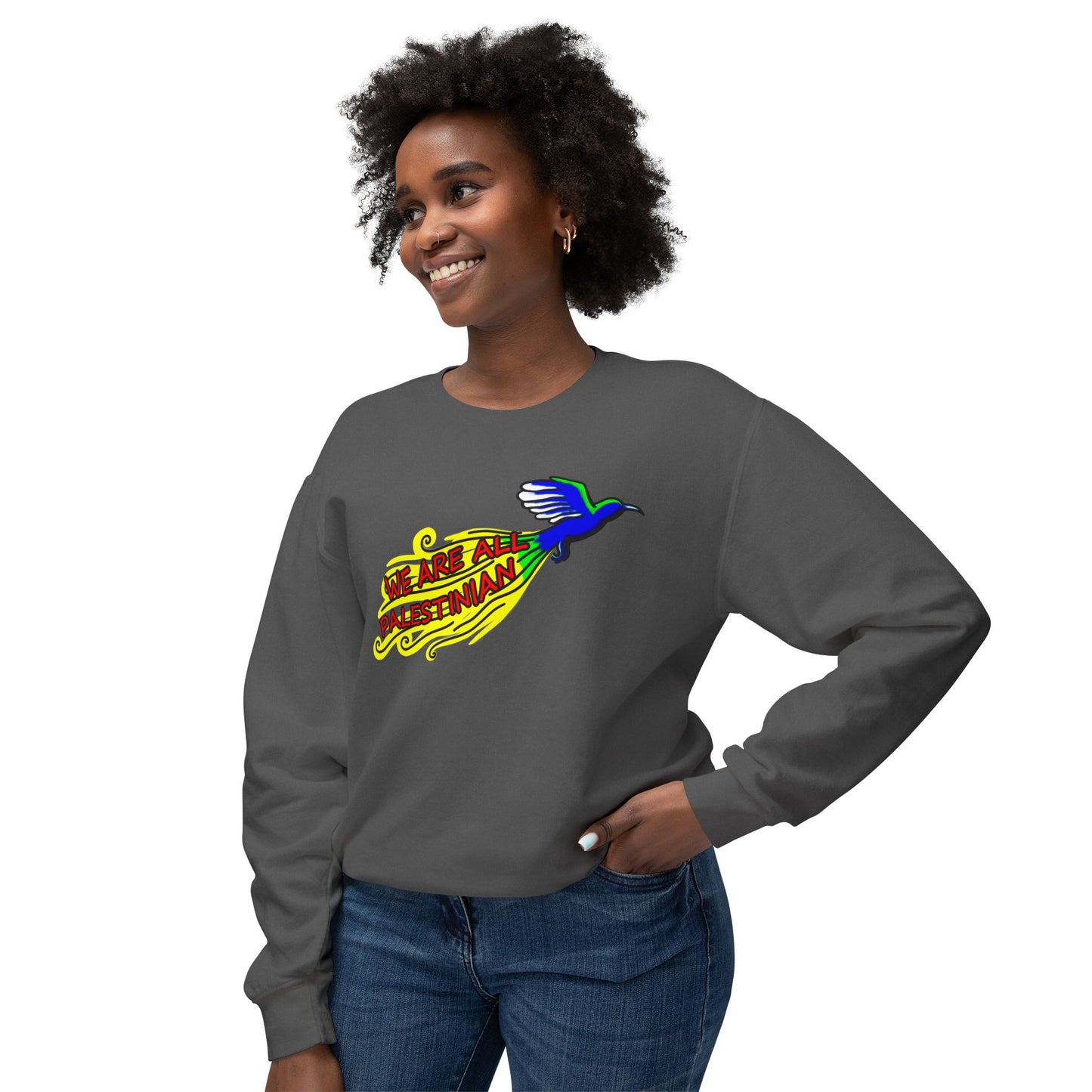 Unisex Lightweight Crewneck Sweatshirt - We are all Palestinian