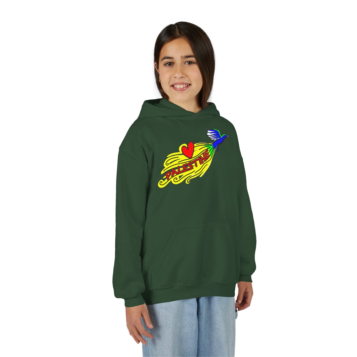 Youth Heavy Blend Hooded Sweatshirt - Love Palestine