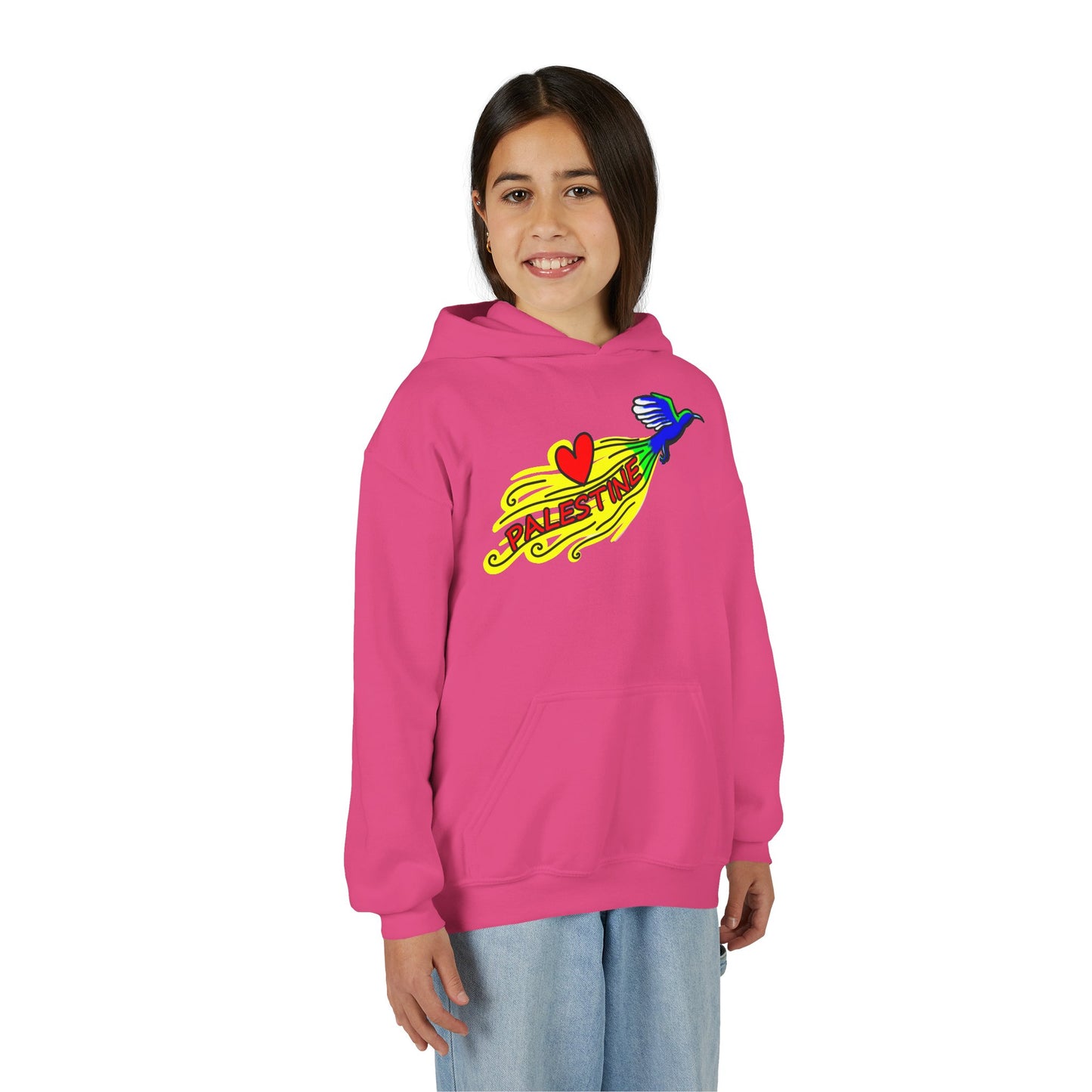 Youth Heavy Blend Hooded Sweatshirt - Love Palestine