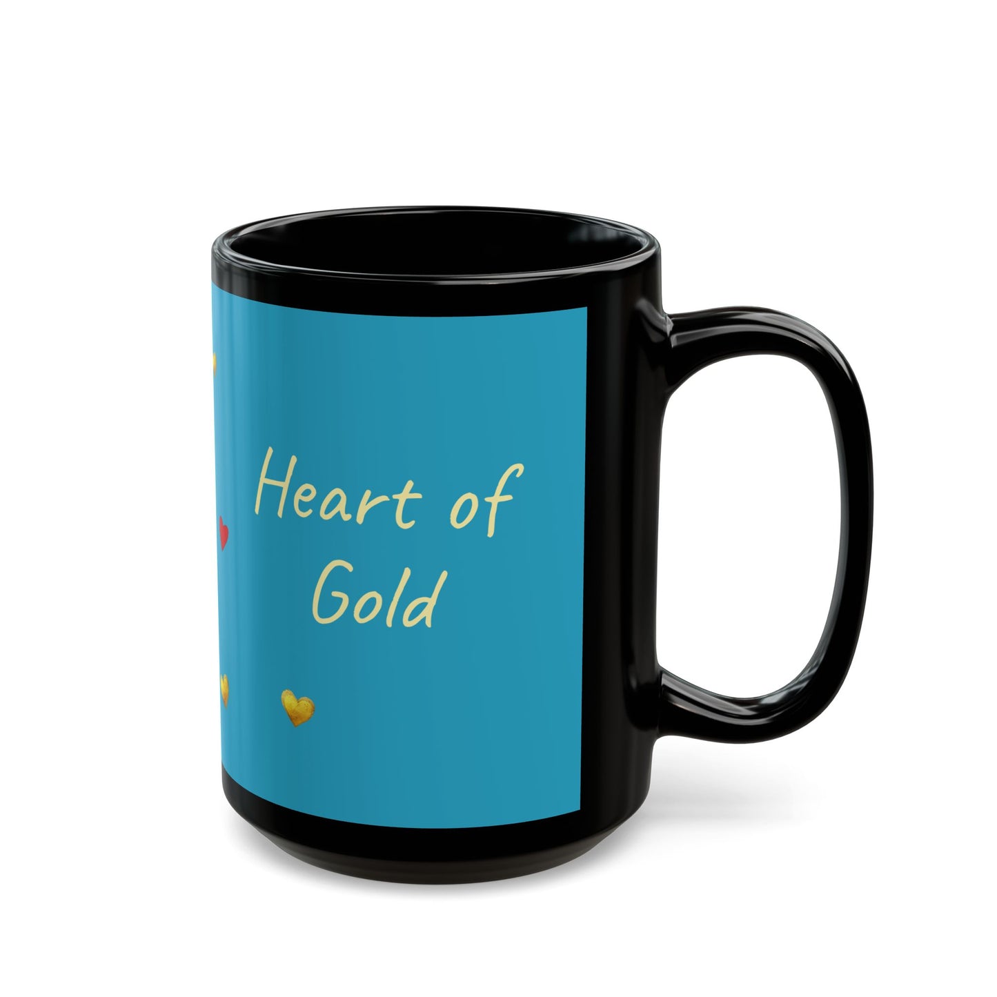 Turquoise on Black Mug  - Heart of Gold (15oz)