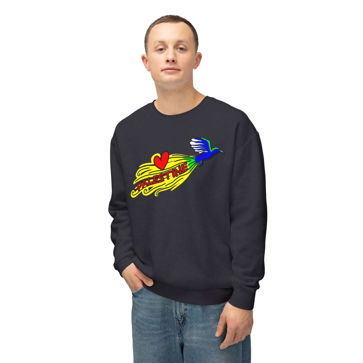 Unisex Lightweight Crewneck Sweatshirt - Love Palestine