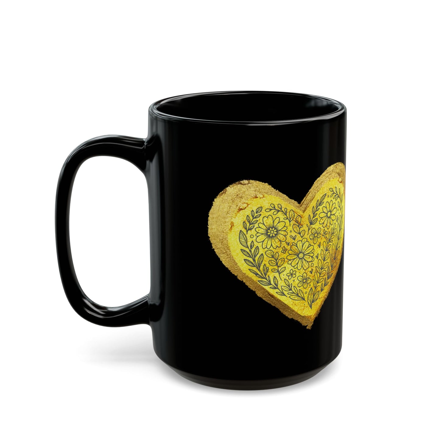 Black Mug  - Heart of Gold (15oz)