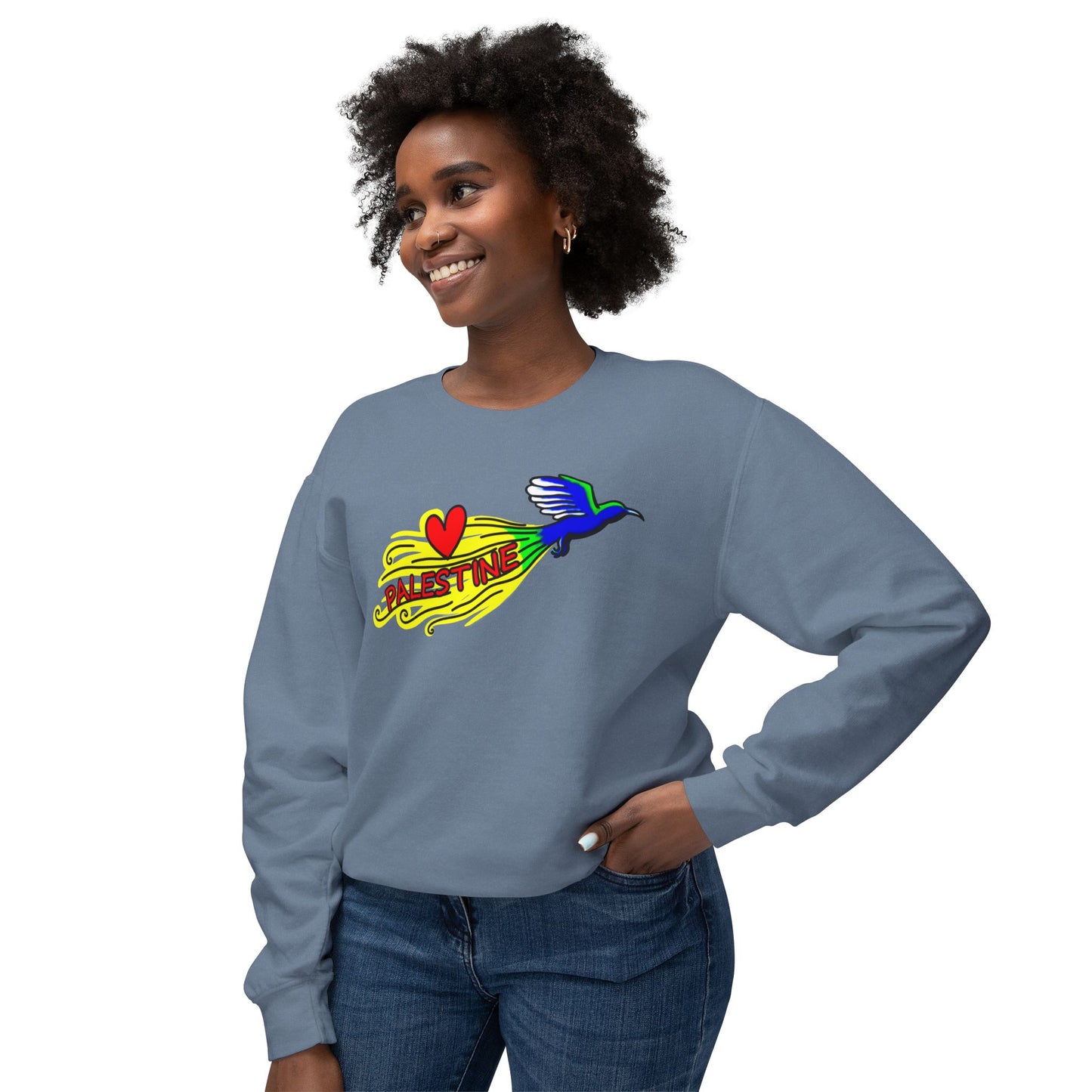 Unisex Lightweight Crewneck Sweatshirt - Love Palestine