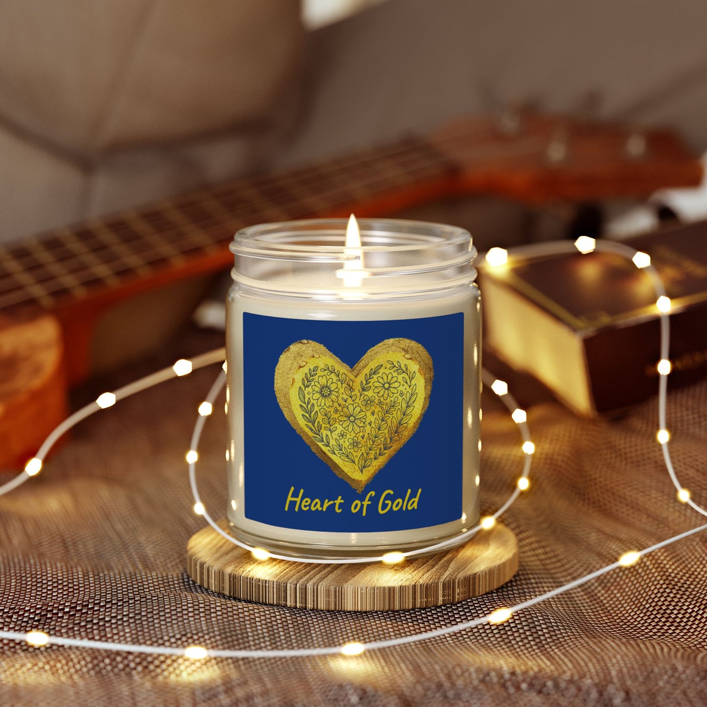 Scented Candle, Coconut Apricot Wax (9oz) - Dark Blue