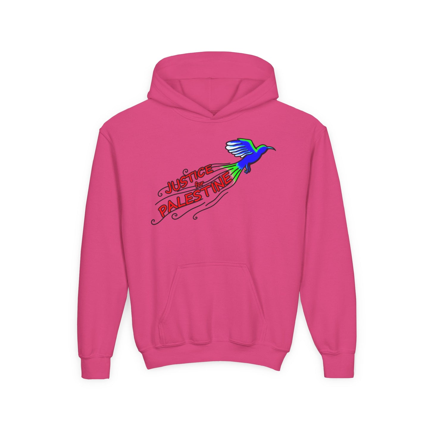 Youth Heavy Blend Hooded Sweatshirt - Justice for Palestine