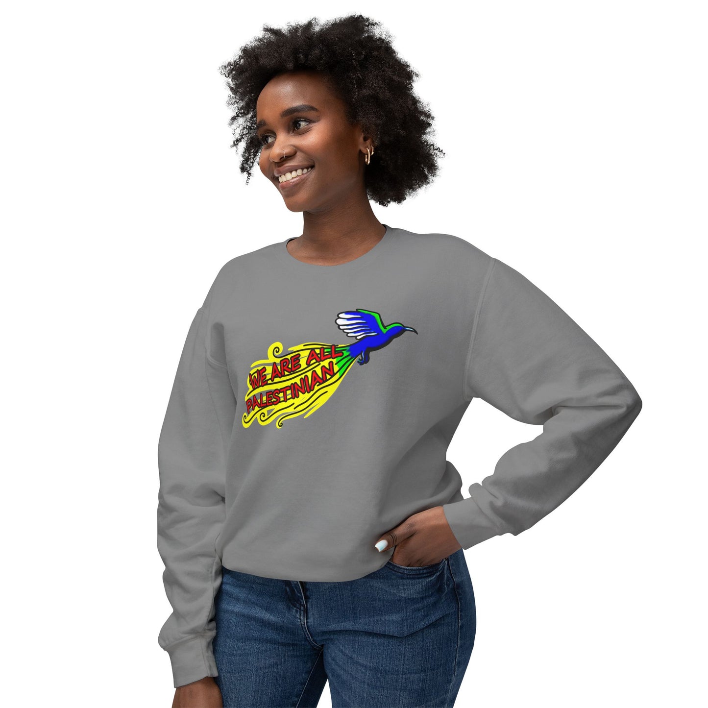 Unisex Lightweight Crewneck Sweatshirt - We are all Palestinian