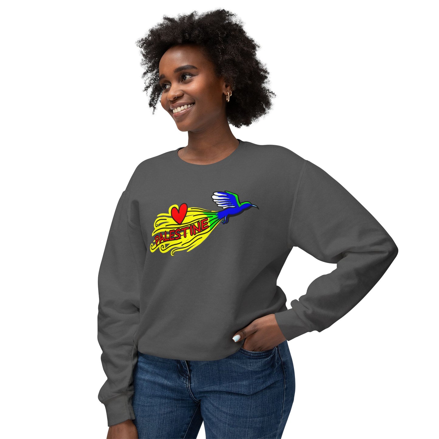 Unisex Lightweight Crewneck Sweatshirt - Love Palestine