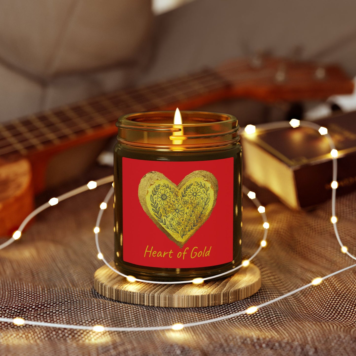 Scented Candle, Coconut Apricot Wax (9oz) - Red