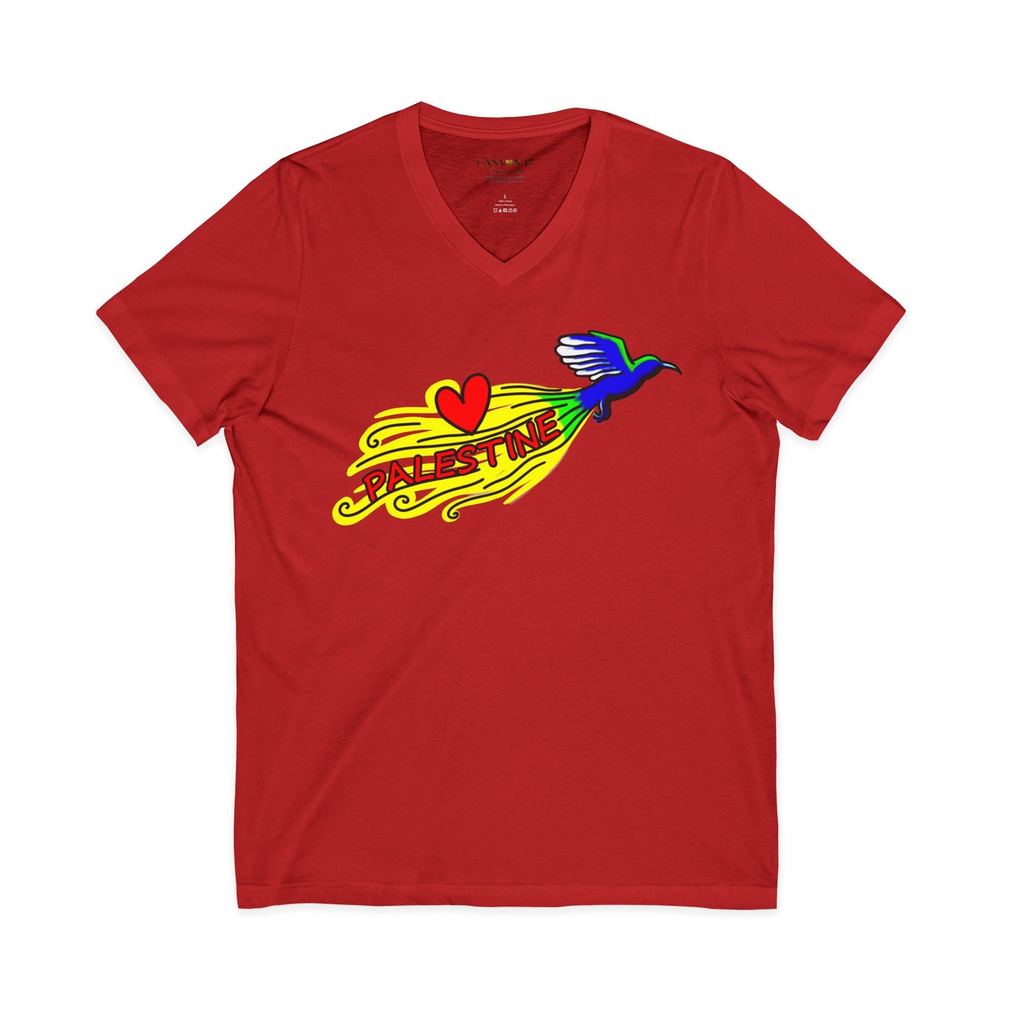 Unisex Jersey Short Sleeve V-Neck Tee - Love Palestine