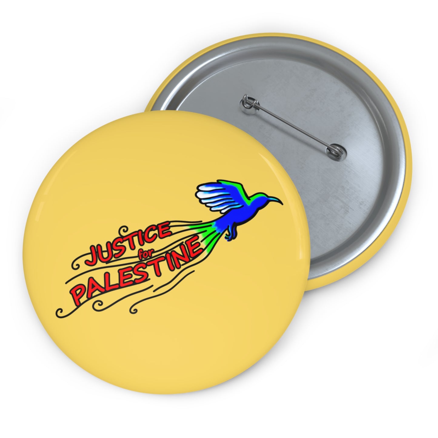 Custom Pin Buttons - Justice for Palestine (Gold)